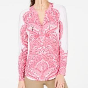 NEW INC SPLIT NECK PINK PATTERN